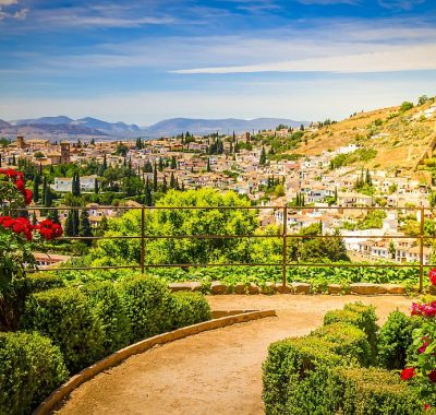 Generalife-gardens-and-city-of-Granada-Spain