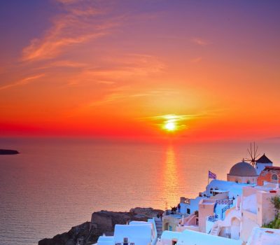 Sunset In Oia Village On Santorini Island Sunset in Oia village on Santorini island Greece